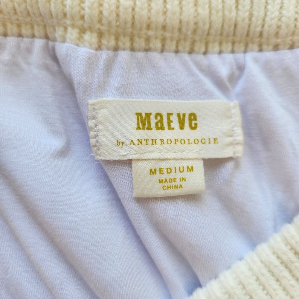 Maeve Anthropologie Cable Knit Cream Mini Skirt Fall Winter Cozy Casual Preppy - Picture 3 of 9